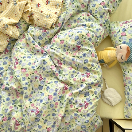 原素 2025软绵绵的双拼印花水洗棉四件套 丛林小兔