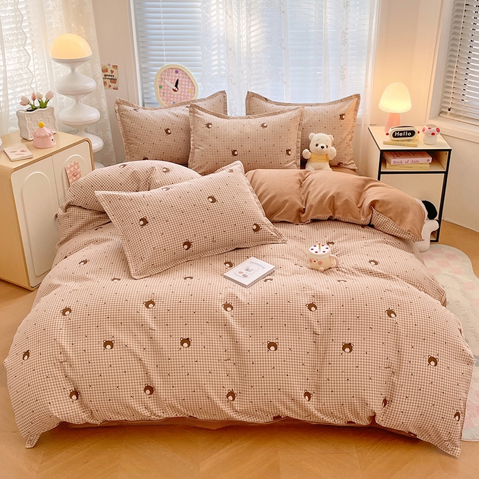 91家纺网 家纺一手货源 找家纺 世爵 2025新款磨毛印花单被套 熊仔格