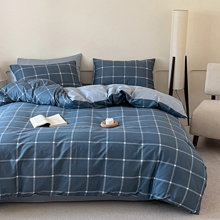 91家纺网 家纺一手货源 找家纺 涵宸家纺 2025新款全棉印花良品系列四件套 麦田-兰