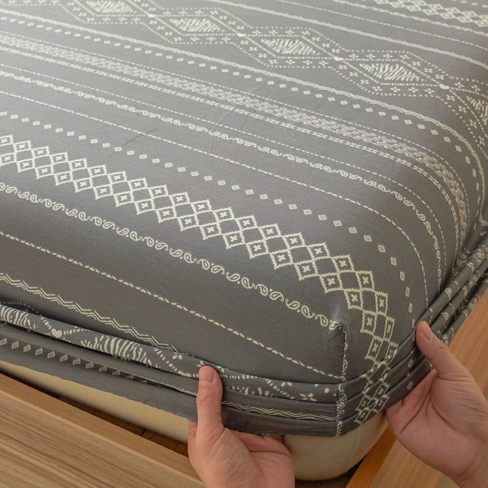 91家纺网 家纺一手货源 找家纺 涵宸家纺 2025新款全棉印花良品系列床笠 床笠-维诺-灰