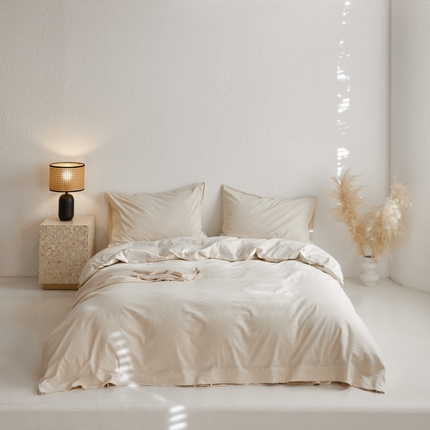 91家纺网 家纺一手货源 找家纺 简家居2025新款20%亚麻80%棉混纺四件套-无味 米尔