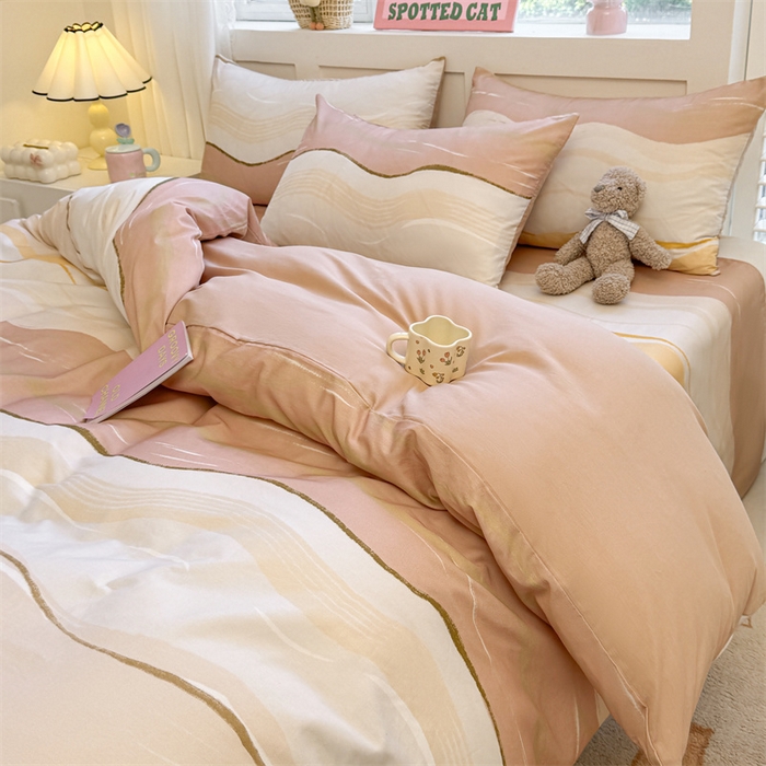 91家纺网 家纺一手货源 找家纺 雯豆2025春夏新款全棉纯棉被套三件套学生成人被罩 全棉被套-浪漫约定