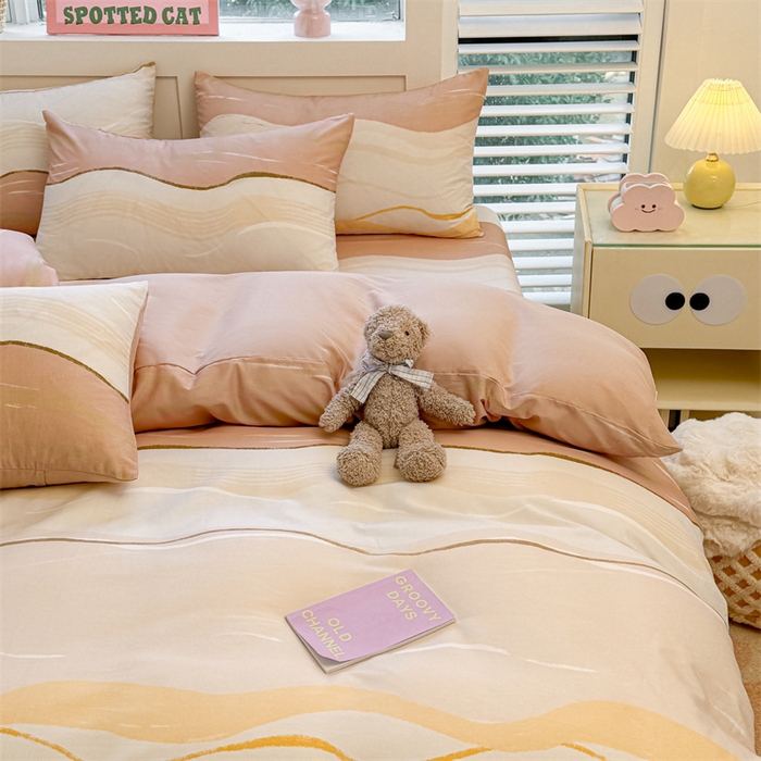 91家纺网 家纺一手货源 找家纺 雯豆2025春夏新款全棉纯棉被套三件套学生成人被罩 全棉被套-浪漫约定