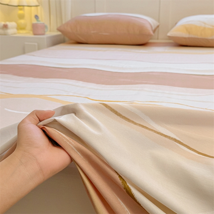 91家纺网 家纺一手货源 找家纺 雯豆2025春夏新款全棉床单三件套纯棉床罩小清新印花床单 全棉床单-浪漫约定