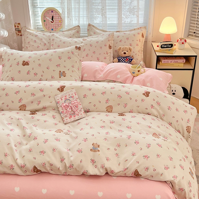 91家纺网 家纺一手货源 找家纺 世爵 2025新款磨毛印花单被套 花园熊宝