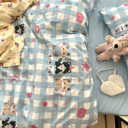 91家纺网 家纺一手货源 找家纺 （总）原素 2025软绵绵的双拼印花水洗棉四件套