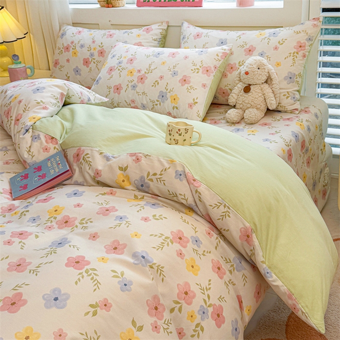 91家纺网 家纺一手货源 找家纺 雯豆2025春夏新款全棉纯棉被套三件套学生成人被罩 全棉被套-芳华