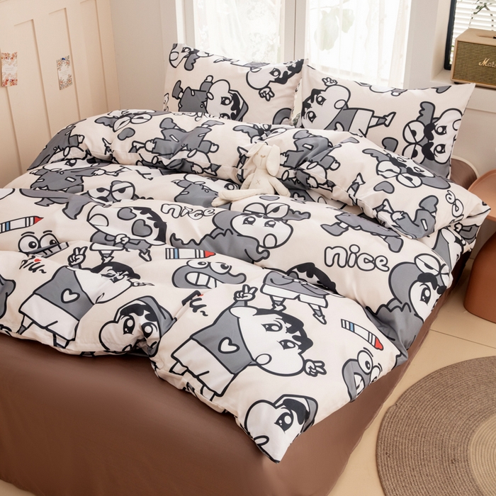 91家纺网 家纺一手货源 找家纺 乐居坊 2025新款亲肤舒适A类水洗云朵棉四件套-场景一 奇趣小新