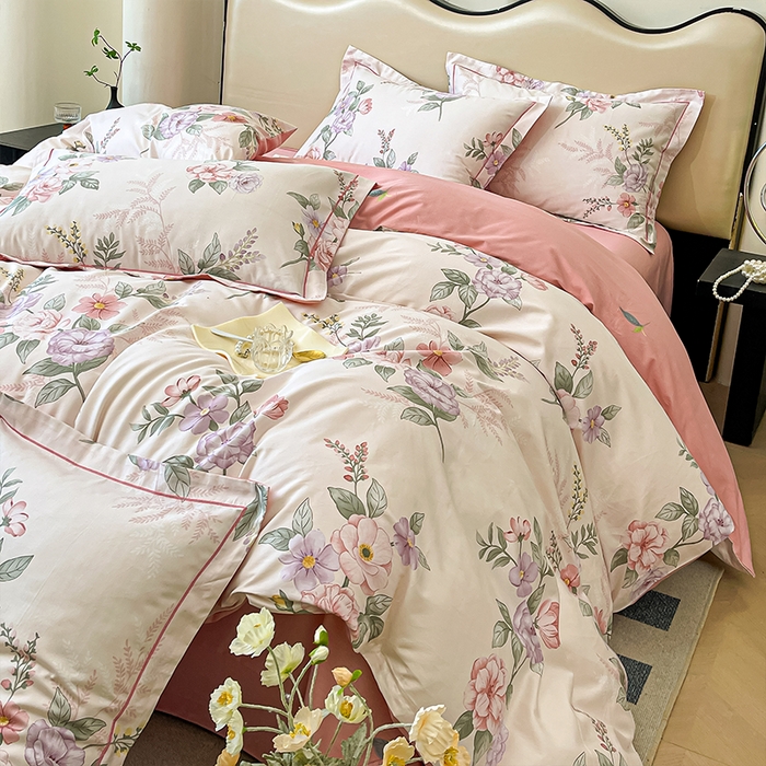 91家纺网 家纺一手货源 找家纺 帛美 2025新款13376全棉纯棉印花四件套-提供买家秀 落花