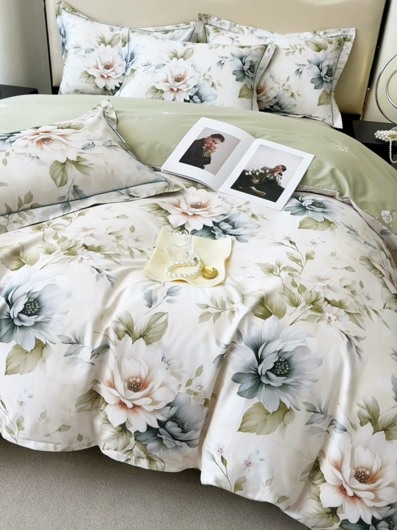 91家纺网 家纺一手货源 找家纺 帛美 2025新款13376全棉纯棉印花四件套-提供买家秀 花几度