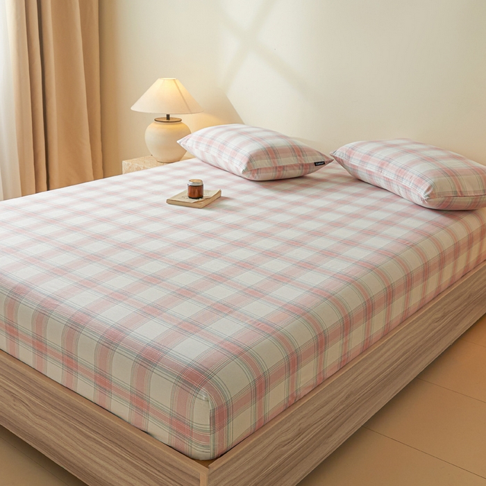 91家纺网 家纺一手货源 找家纺 涵宸家纺 2025新款全棉印花良品系列床笠 床笠-莫妮粉