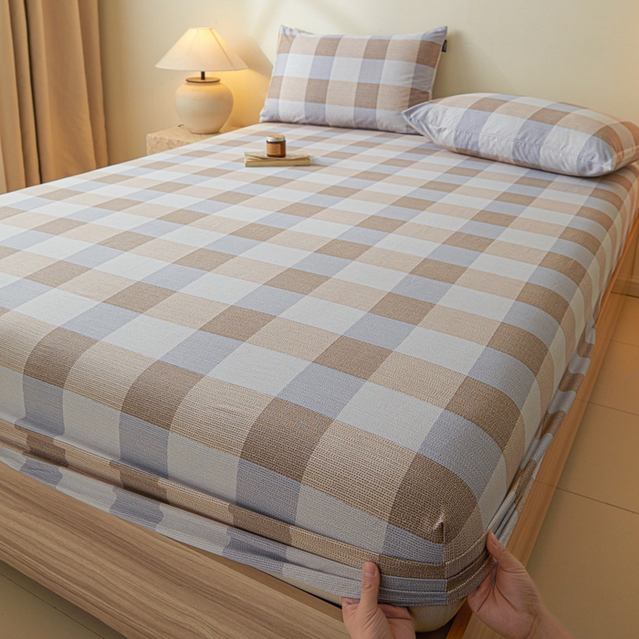 91家纺网 家纺一手货源 找家纺 涵宸家纺 2025新款全棉印花良品系列床笠 床笠-格律-兰