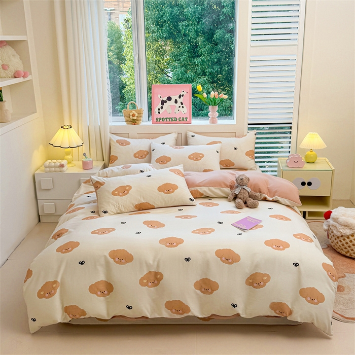 91家纺网 家纺一手货源 找家纺 雯豆2025春夏新款全棉纯棉被套三件套学生成人被罩 全棉被套-汪星领袖