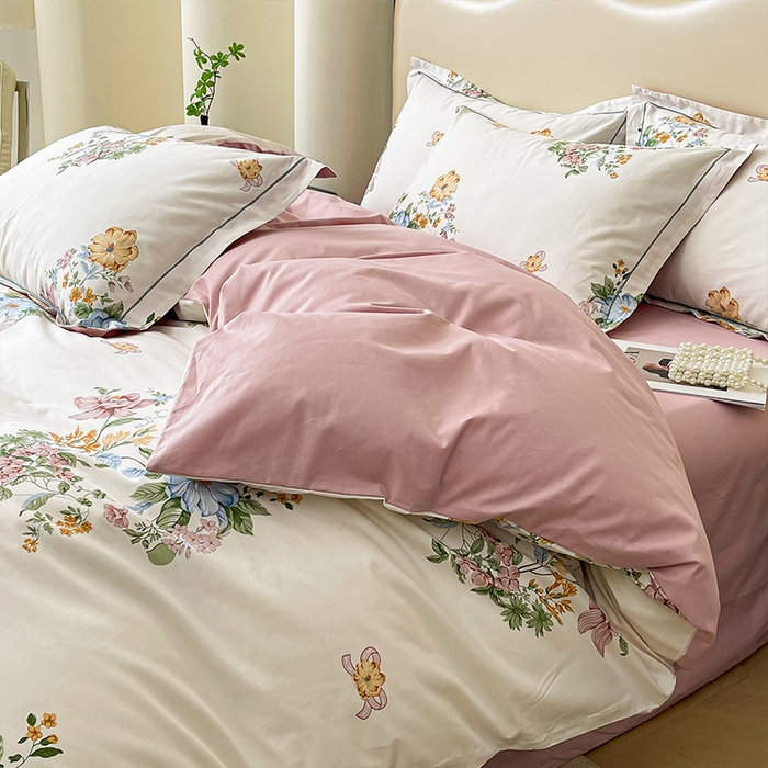 91家纺网 家纺一手货源 找家纺 帛美 2025新款13376全棉纯棉印花四件套-提供买家秀 春色间