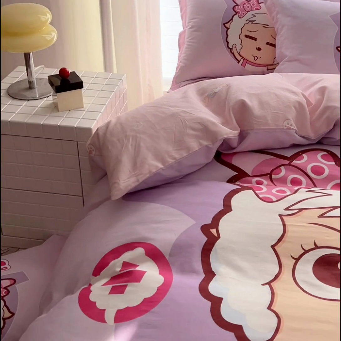 91家纺网 家纺一手货源 找家纺 浩诚 2025新款正版喜羊羊灰太狼全棉卡通大版印花四件套（全）-提供买家秀 运动精灵