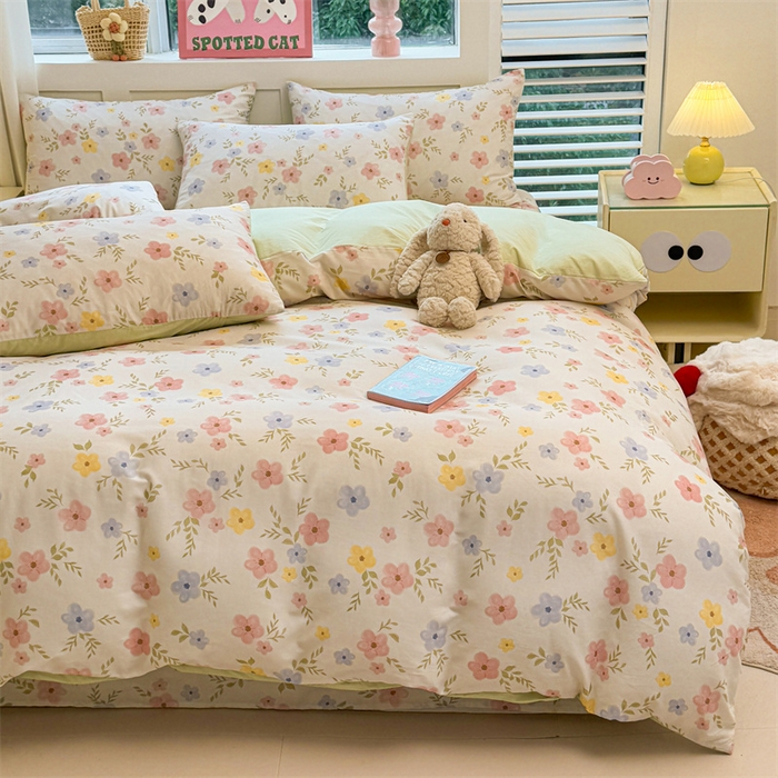 91家纺网 家纺一手货源 找家纺 雯豆2025春夏新款全棉纯棉被套三件套学生成人被罩 全棉被套-芳华