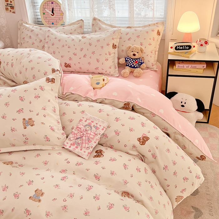 91家纺网 家纺一手货源 找家纺 世爵 2025新款磨毛印花单被套 花园熊宝