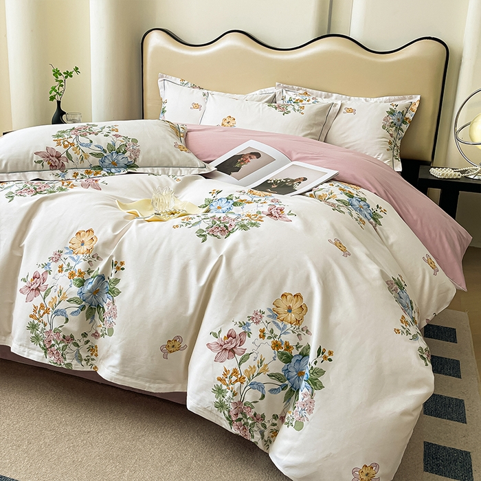 91家纺网 家纺一手货源 找家纺 帛美 2025新款13376全棉纯棉印花四件套-提供买家秀 春色间