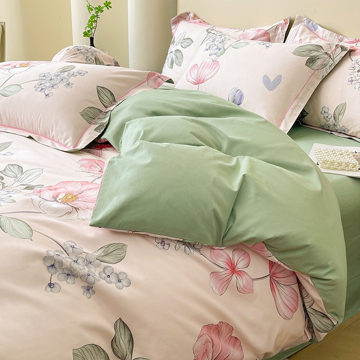 91家纺网 家纺一手货源 找家纺 帛美 2025新款13376全棉纯棉印花四件套-提供买家秀 枝意