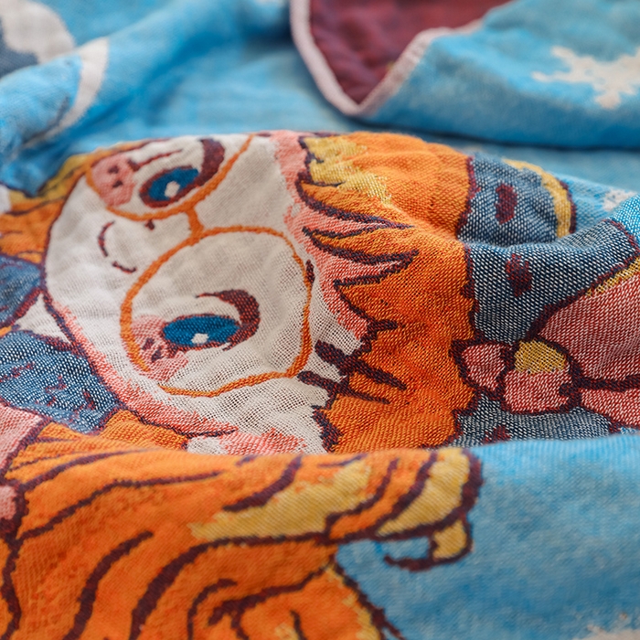 91家纺网 家纺一手货源 找家纺 雯雨家纺 2025新款亲肤可爱全棉A类纱布浴巾 雪地女孩