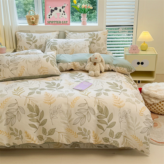 91家纺网 家纺一手货源 找家纺 雯豆2025春夏新款全棉纯棉被套三件套学生成人被罩 全棉被套-彼岸之花