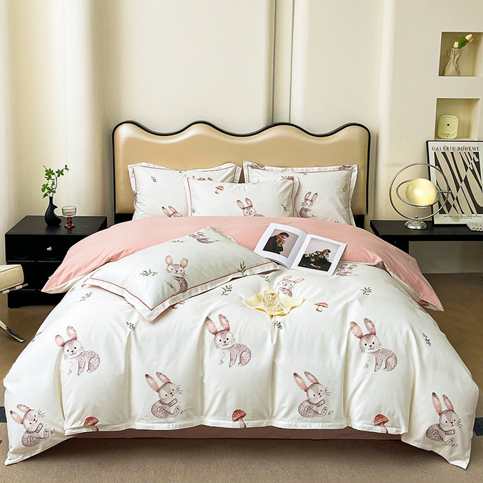 91家纺网 家纺一手货源 找家纺 帛美 2025新款13376全棉纯棉印花四件套-提供买家秀 小萌兔