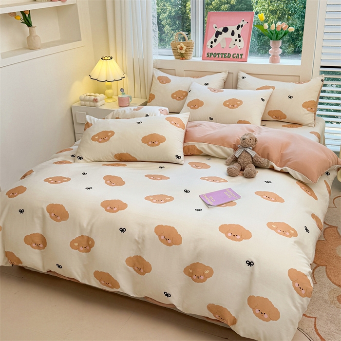 91家纺网 家纺一手货源 找家纺 雯豆2025春夏新款全棉纯棉被套三件套学生成人被罩 全棉被套-汪星领袖