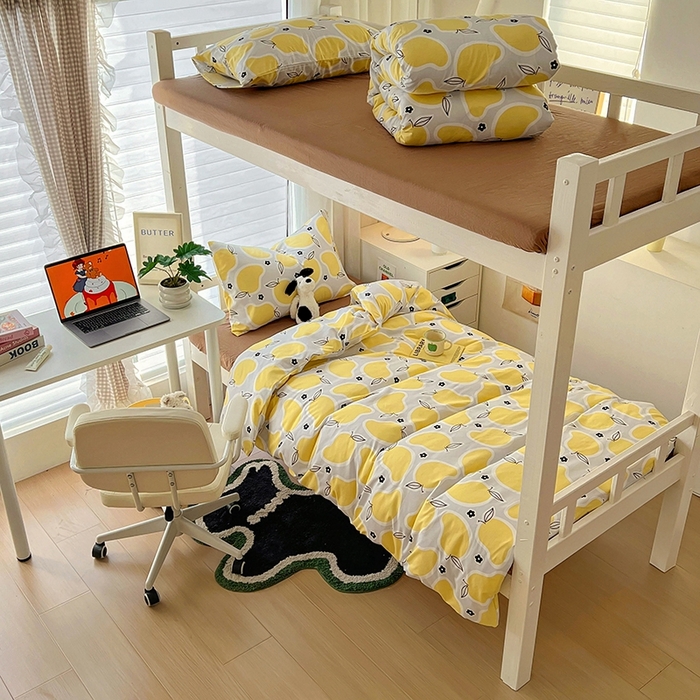 91家纺网 家纺一手货源 找家纺 阿曼达 2025新款印花水洗m学生床单人四件套 芒果