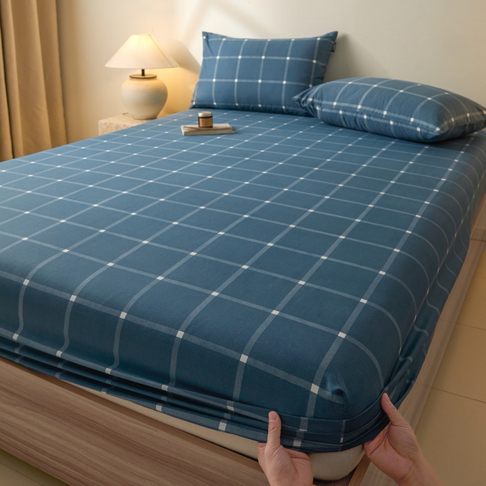 91家纺网 家纺一手货源 找家纺 涵宸家纺 2025新款全棉印花良品系列床笠 床笠-麦田-兰