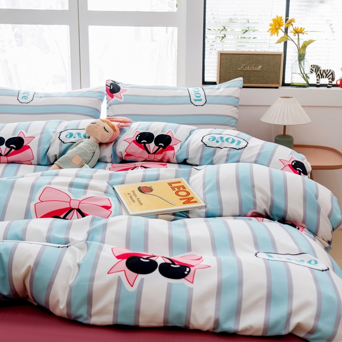 91家纺网 家纺一手货源 找家纺 乐居坊 2025新款亲肤舒适A类水洗云朵棉四件套-场景一 佛系少女