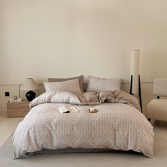 91家纺网 家纺一手货源 找家纺 涵宸家纺 2025新款全棉印花良品系列四件套 云沫