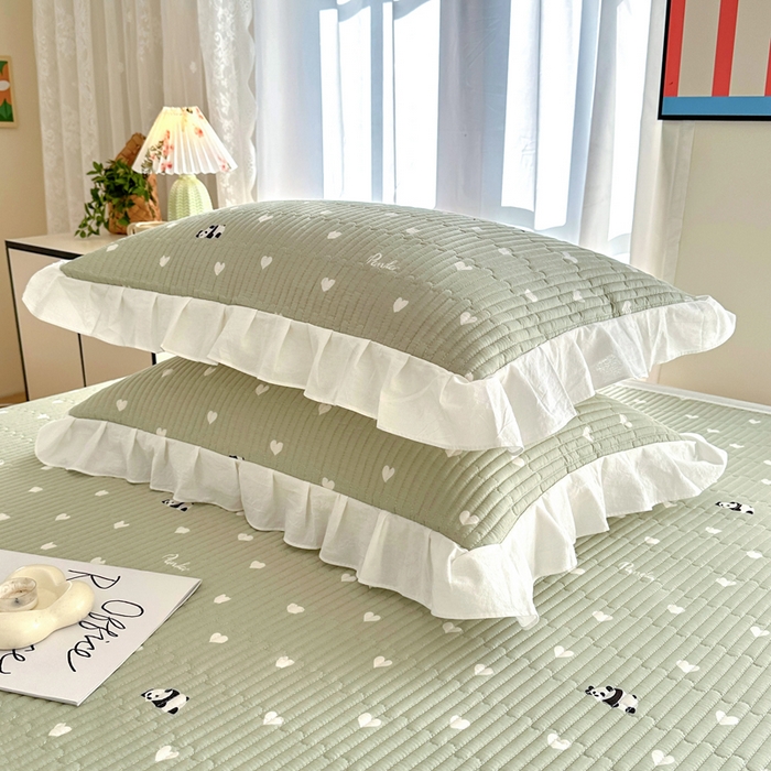 91家纺网 家纺一手货源 找家纺 岚吉 2025新款40支133*72全棉斜纹夹棉绗缝小花边床盖 盼盼