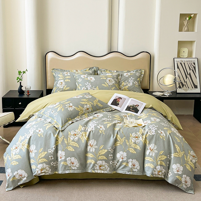 91家纺网 家纺一手货源 找家纺 帛美 2025新款13376全棉纯棉印花四件套-提供买家秀 黛叶