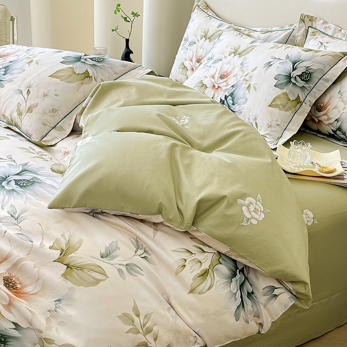 91家纺网 家纺一手货源 找家纺 帛美 2025新款13376全棉纯棉印花四件套-提供买家秀 花几度