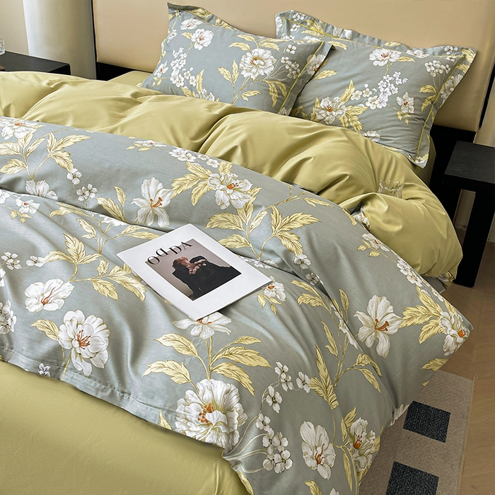 91家纺网 家纺一手货源 找家纺 帛美 2025新款13376全棉纯棉印花四件套-提供买家秀 黛叶