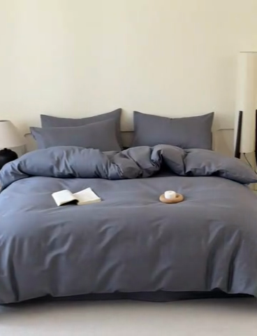 91家纺网 家纺一手货源 找家纺 涵宸家纺 2025新款全棉印花良品系列四件套 云纹-深深灰