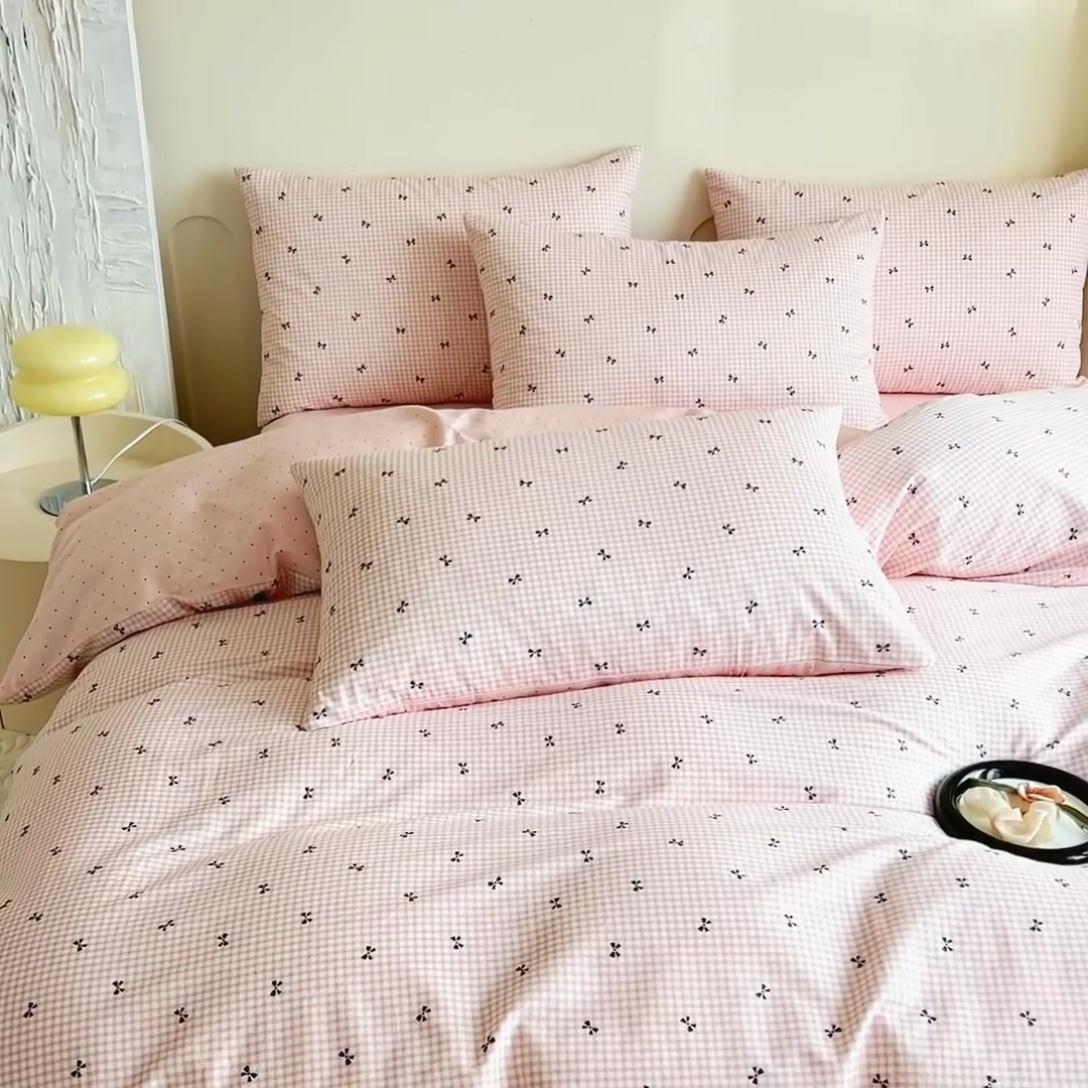 91家纺网 家纺一手货源 找家纺 DoDo 兜兜 【 可定制尺寸】2025新款全棉40支13372印花四件套 粉蝶