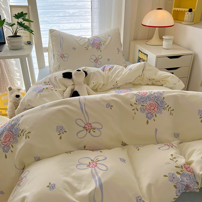 91家纺网 家纺一手货源 找家纺 阿曼达 2025新款印花水洗m学生床单人四件套 米娅