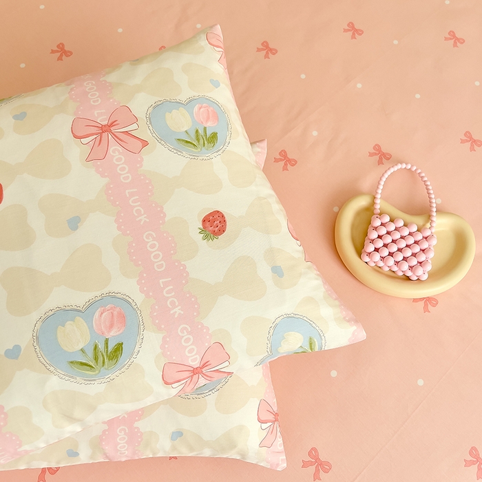 91家纺网 家纺一手货源 找家纺 DoDo 兜兜 【 可定制尺寸】2025新款全棉40支13372印花单枕套 粉色佳人