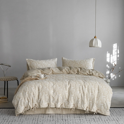 91家纺网 家纺一手货源 找家纺 简家居2025新款20%亚麻80%棉混纺四件套-青枫 青枫徕卡