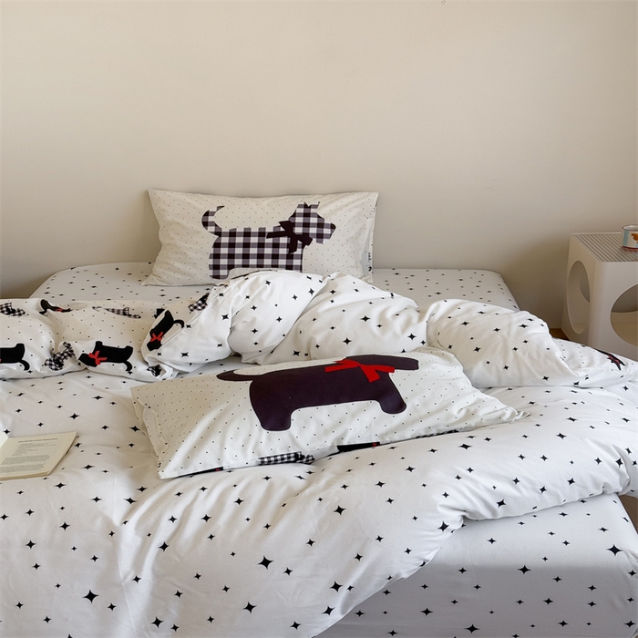 91家纺网 家纺一手货源 找家纺 窝米 2025新款全棉13370四件套 ins萌趣卡通风系列（花香熊猫、格汪梦） 格汪梦