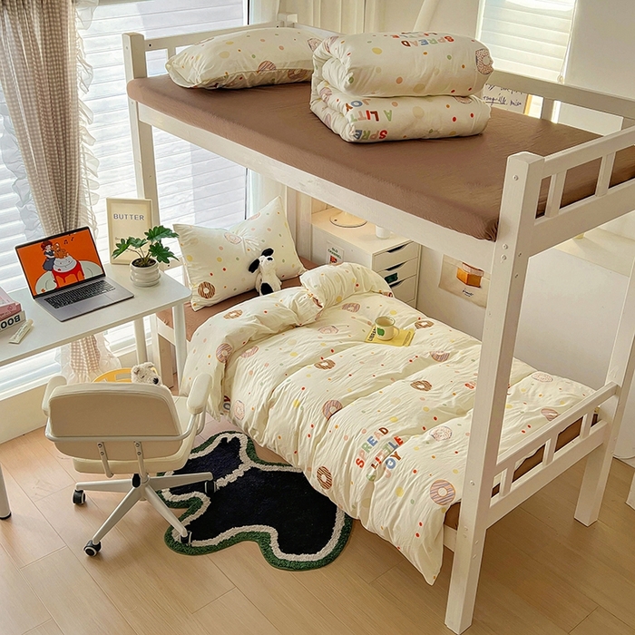 91家纺网 家纺一手货源 找家纺 阿曼达 2025新款印花水洗m学生床单人四件套 传播快乐