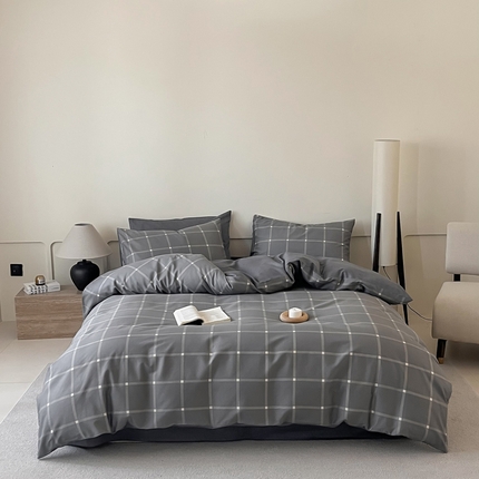 涵宸家纺 2025新款全棉印花良品系列四件套 麦田-灰