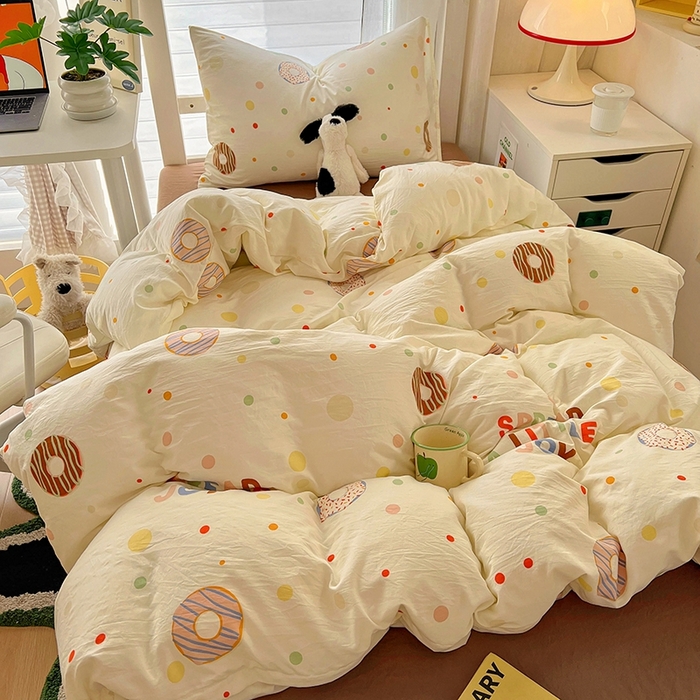 91家纺网 家纺一手货源 找家纺 阿曼达 2025新款印花水洗m学生床单人四件套 传播快乐