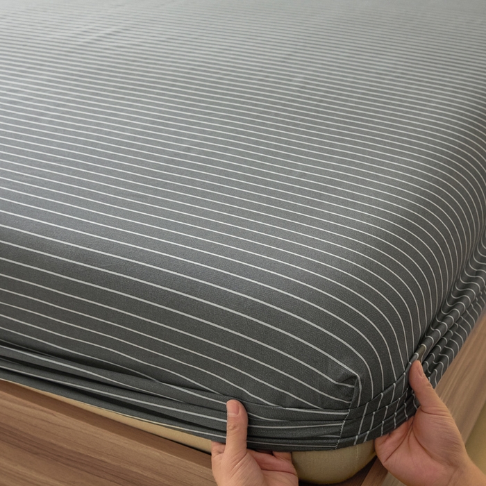 91家纺网 家纺一手货源 找家纺 涵宸家纺 2025新款全棉印花良品系列床笠 床笠-英伦-深灰