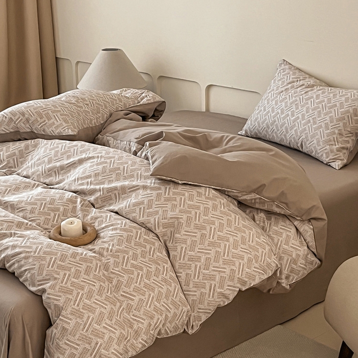 91家纺网 家纺一手货源 找家纺 涵宸家纺 2025新款全棉印花良品系列四件套 云沫