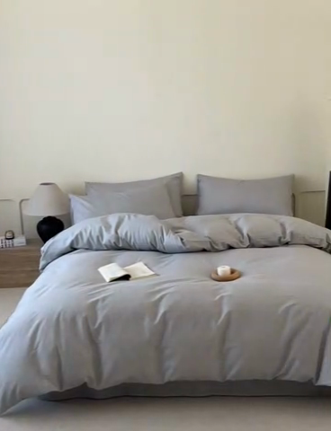 91家纺网 家纺一手货源 找家纺 涵宸家纺 2025新款全棉印花良品系列四件套 云纹-浅灰