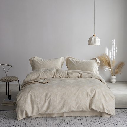 简家居2025新款20%亚麻80%棉混纺四件套-青枫 青枫麻本色