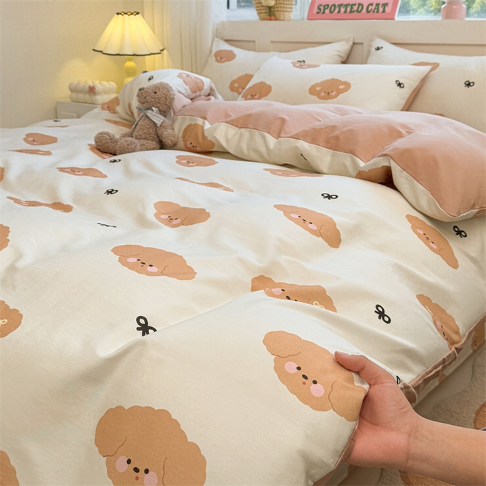 91家纺网 家纺一手货源 找家纺 雯豆2025春夏新款全棉纯棉被套三件套学生成人被罩 全棉被套-汪星领袖