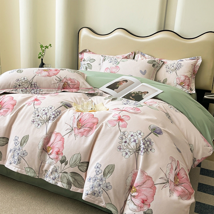 91家纺网 家纺一手货源 找家纺 帛美 2025新款13376全棉纯棉印花四件套-提供买家秀 枝意